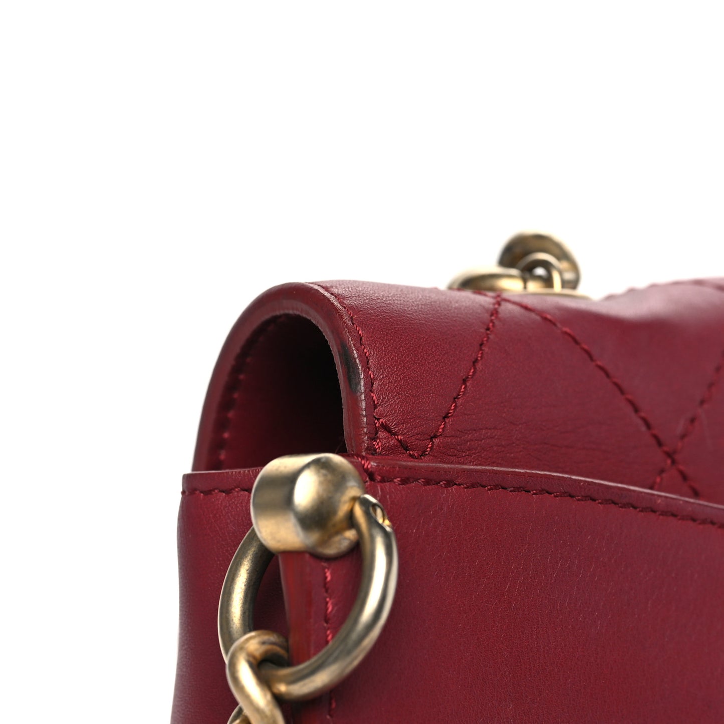 Calfskin Stitched Flap Red