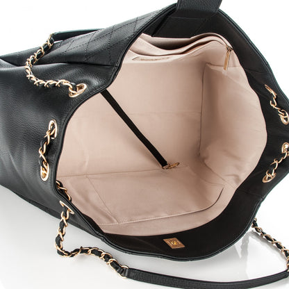 Chanel Grained Calfskin Quilted Large Supple Rock Shopping Tote Black 5 of 7