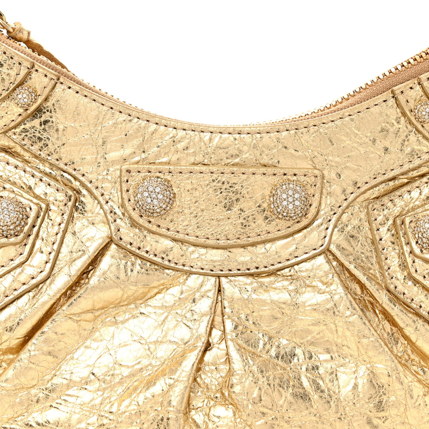 Balenciaga Metallic Agneau Arena Crystal Le Cagole Shoulder Bag XS Light Gold 10 of 21
