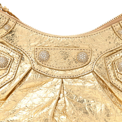 Balenciaga Metallic Agneau Arena Crystal Le Cagole Shoulder Bag XS Light Gold 10 of 21