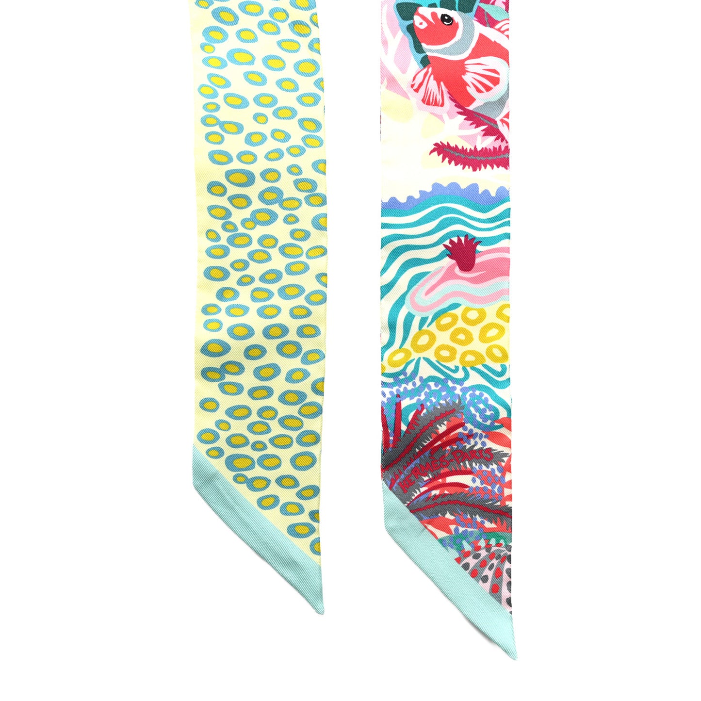Silk Under The Waves Twilly Vert D Eau Jaune Soufre Rose