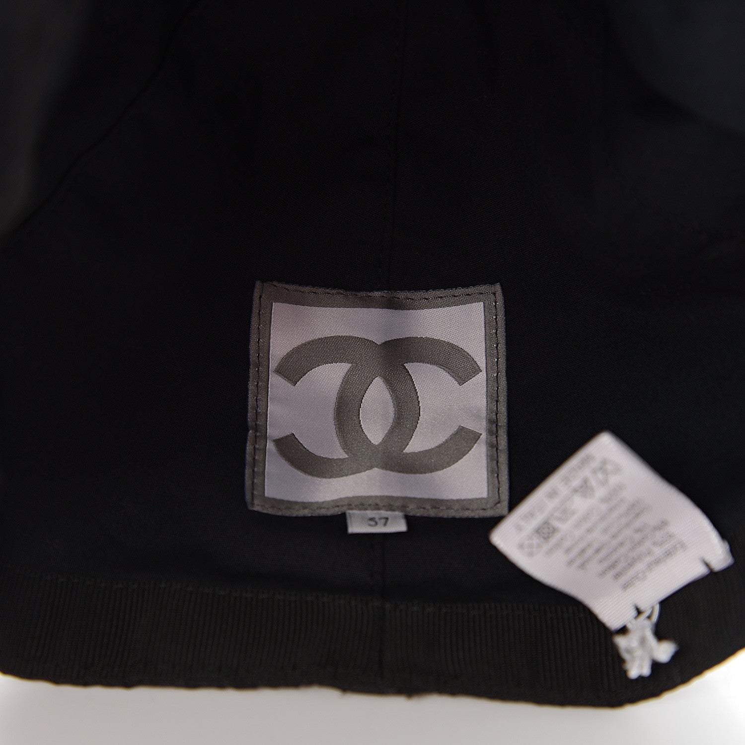 Chanel Nylon CC Crocodile Print Cap Hat 57 Black 5 of 6