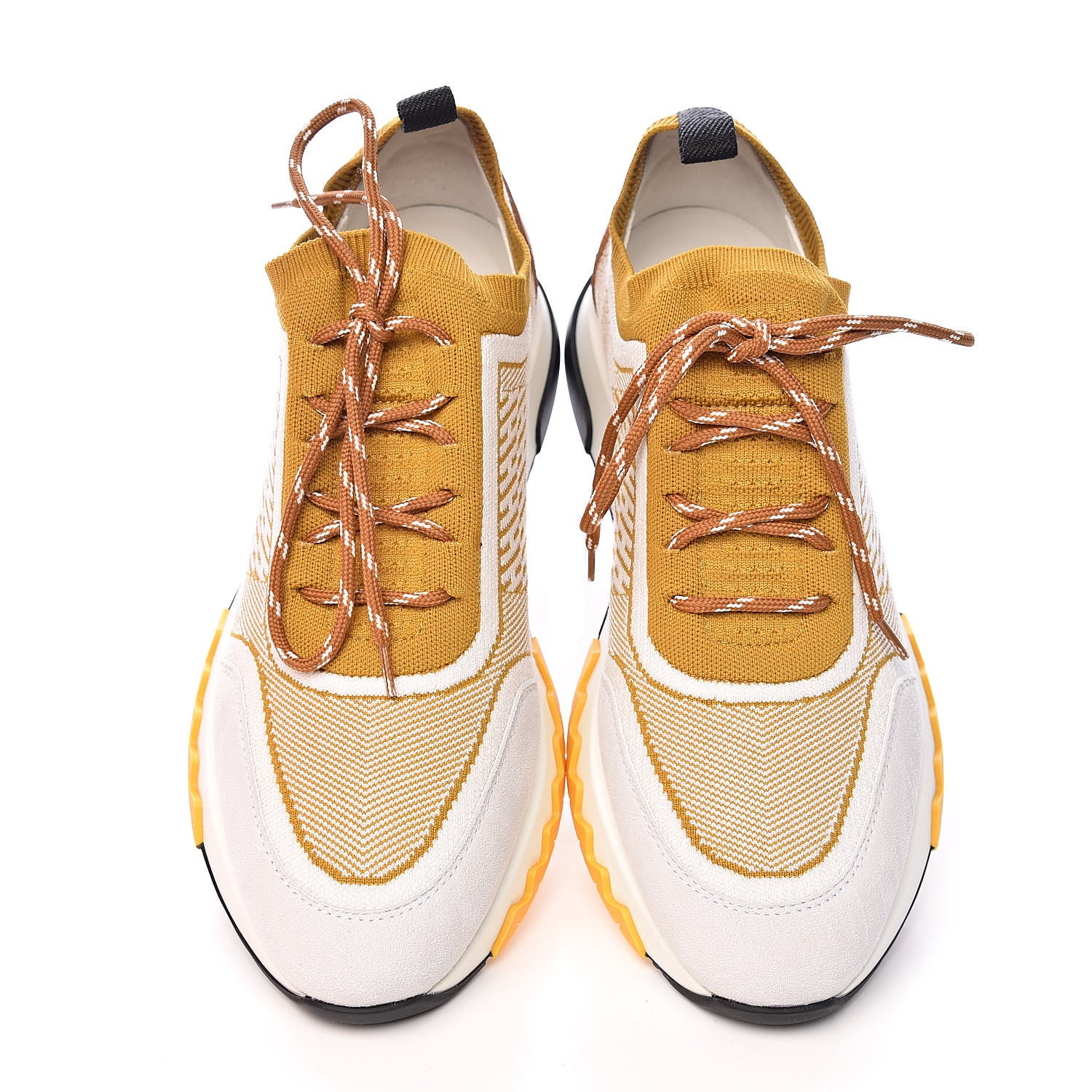 Hermes Knit Goatskin Womens Addict Sneakers 36 Ocre 9 of 10