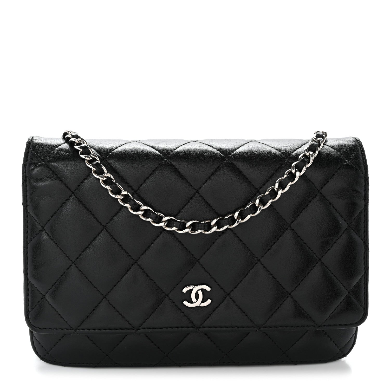 Chanel Lambskin Quilted Wallet On Chain WOC Black 1 of 12