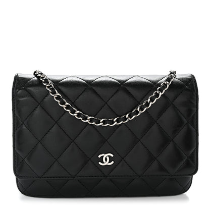 Chanel Lambskin Quilted Wallet On Chain WOC Black 1 of 12