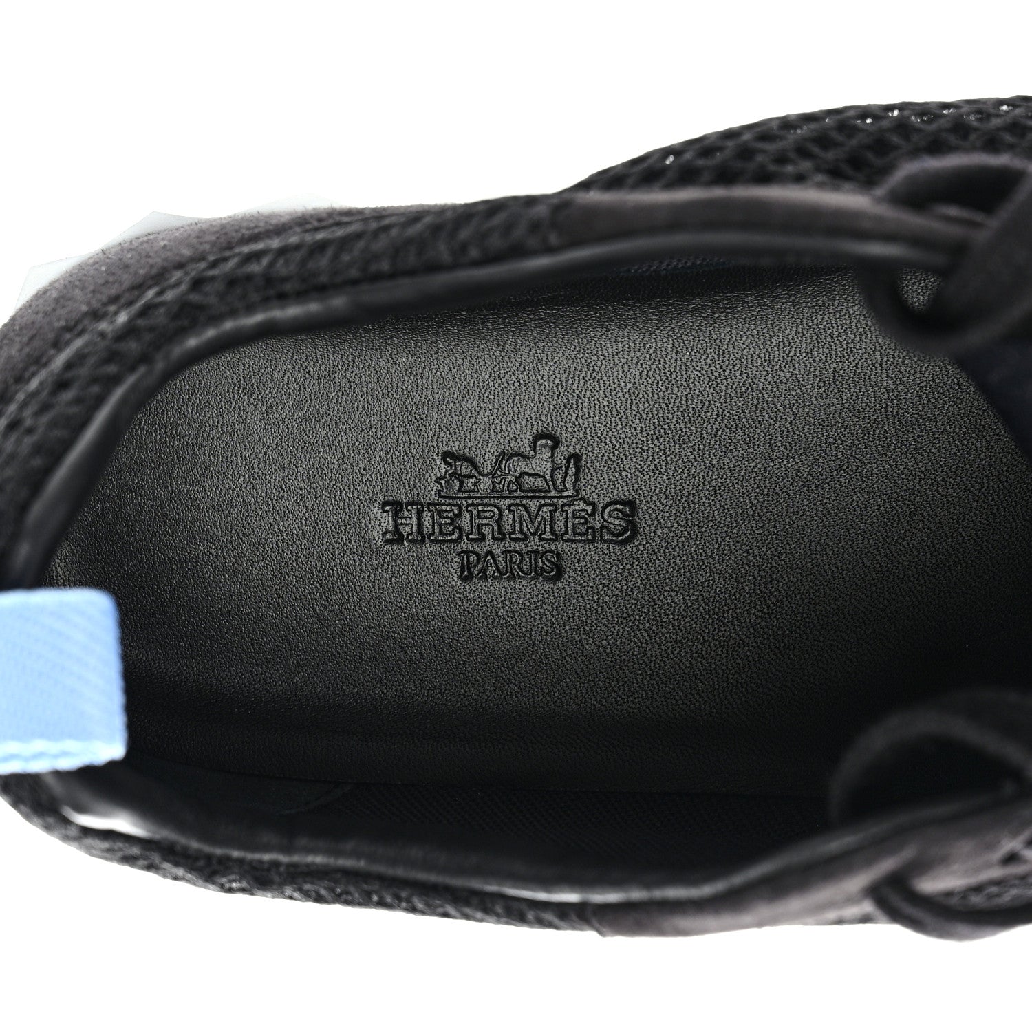Hermes Graphic Mesh Suede Goatskin Bouncing Sneakers 36.5 Black 7 of 8