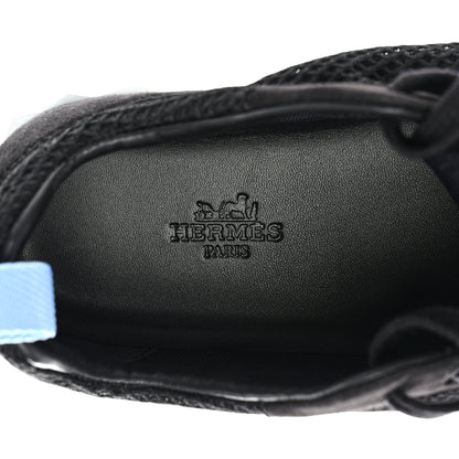 Hermes Graphic Mesh Suede Goatskin Bouncing Sneakers 36.5 Black 7 of 8