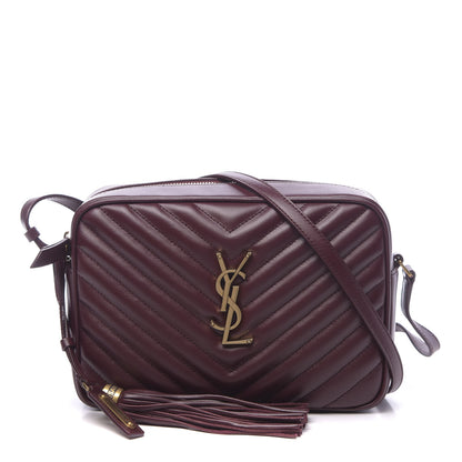 Saint Laurent Calfskin Matelasse Monogram Lou Camera Bag Dark Legion Red 1 of 9