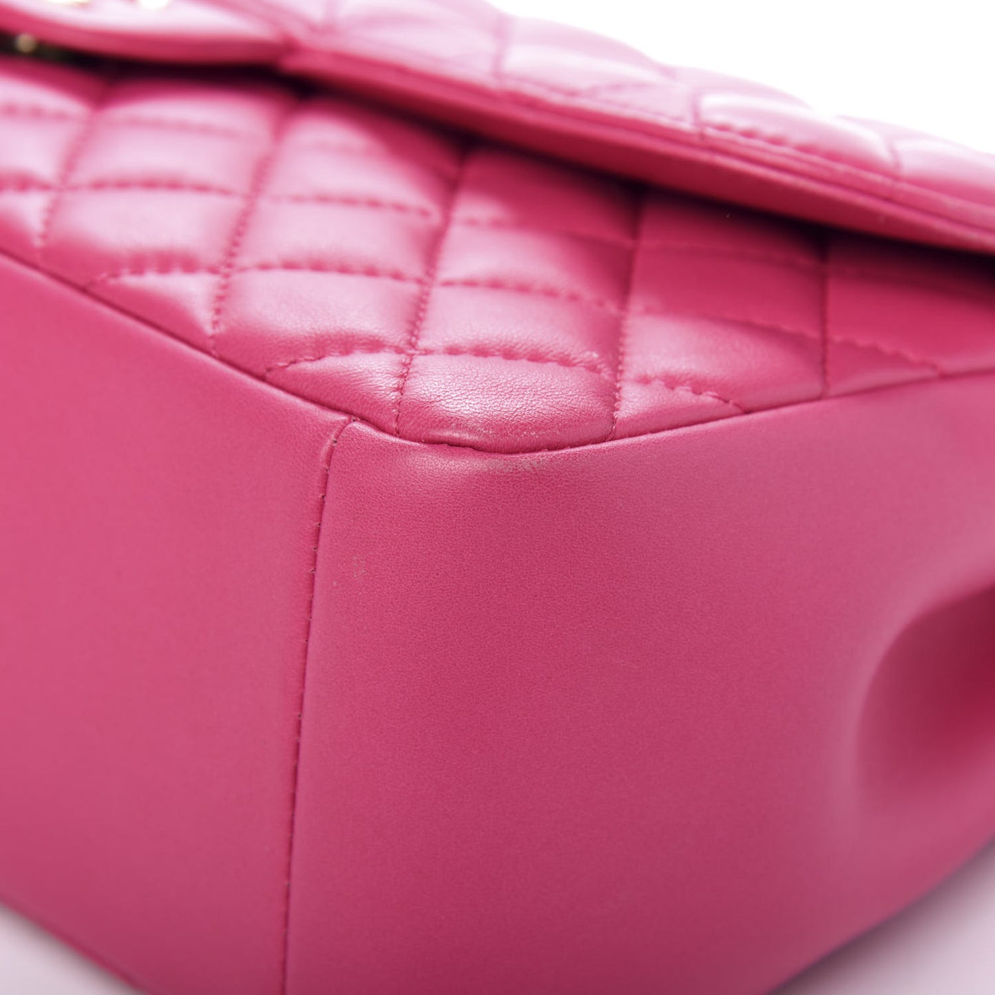 Lambskin Quilted Jumbo Mademoiselle Chic Flap Fuchsia