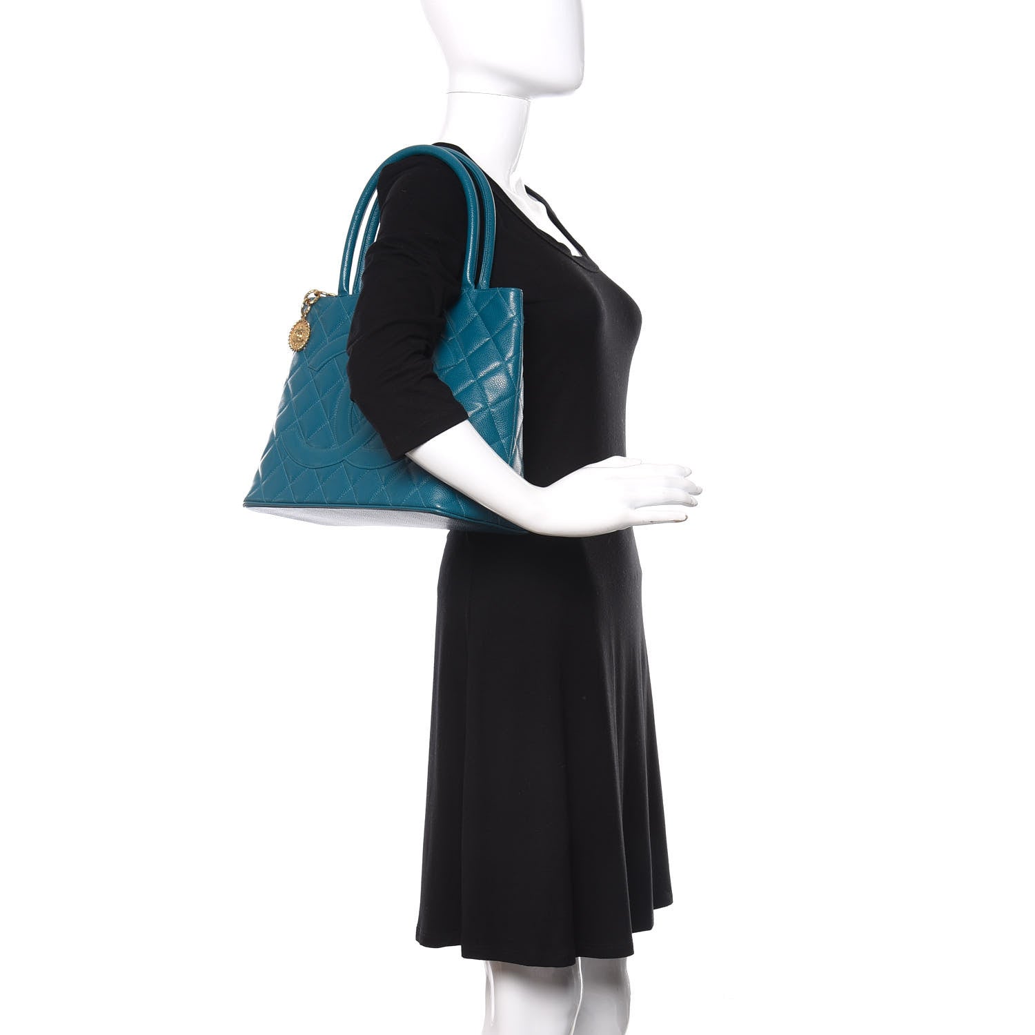 Chanel Caviar Quilted Medallion Tote Turquoise 2 of 10