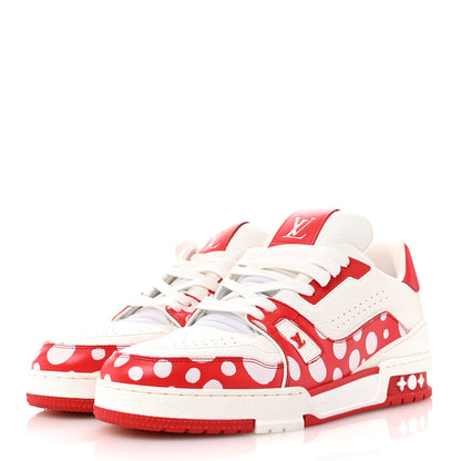Louis Vuitton LV X YK Calfskin Printed Mens Infinity Dots Trainer Sneakers 8 White Red 4 of 10
