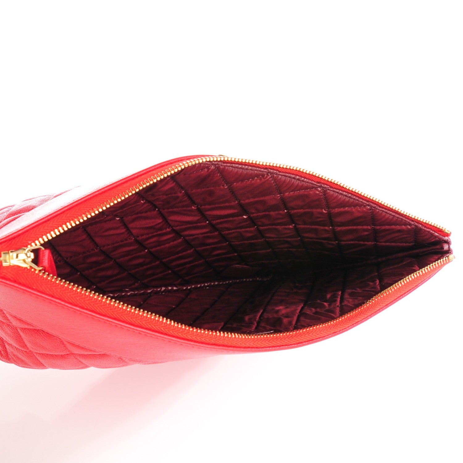 Chanel Iridescent Sheepskin Quilted Medium Vintage Mademoiselle Cosmetic Case Red 5 of 7