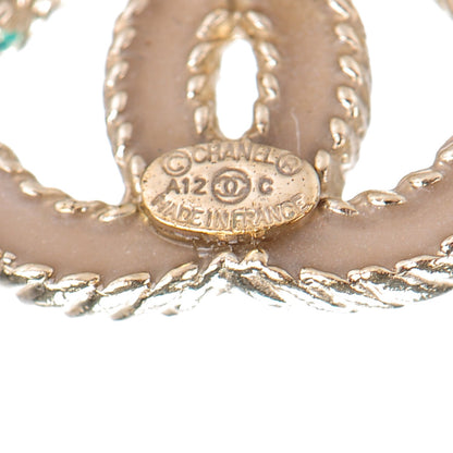 Chanel Enamel CC Earrings Beige Gold 8 of 10