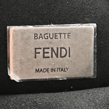 Fendi Chenille Vitello Seta FF Midi Chain Baguette Blue Black 6 of 10