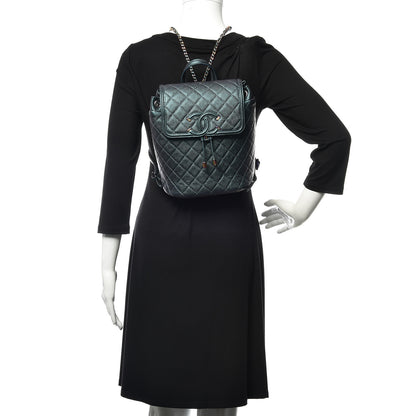 Chanel Iridescent Caviar Quilted Filigree Backpack Dark Turquoise 2 of 11