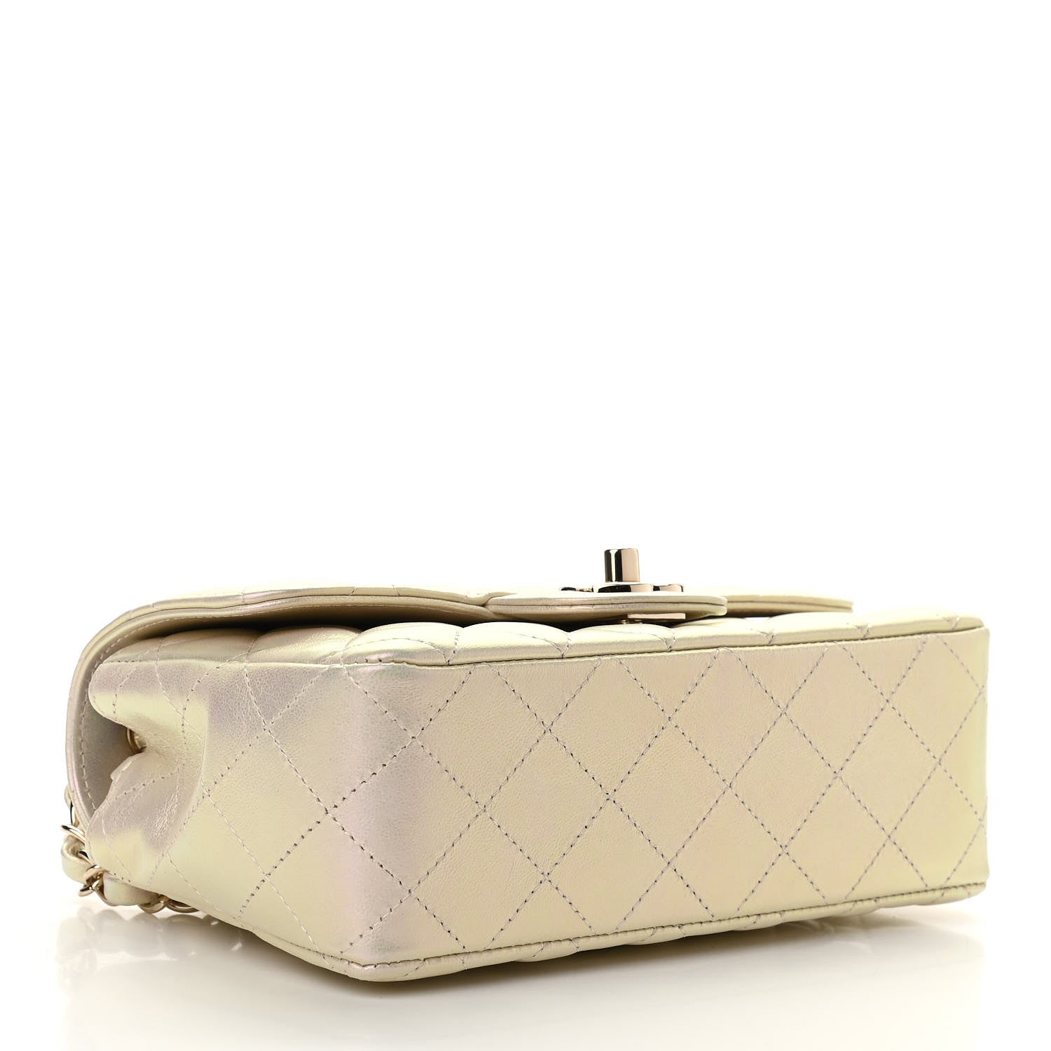 Chanel Iridescent Lambskin Quilted Mini Rectangular Flap Ivory 4 of 11