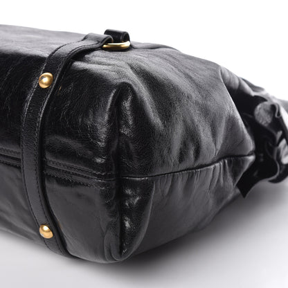 Miu Miu Vitello Lux Bow Tote Black 10 of 11