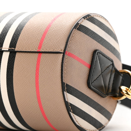 Burberry E-Canvas Calfskin Stripe Icon Barrel Bag Archive Beige 10 of 12