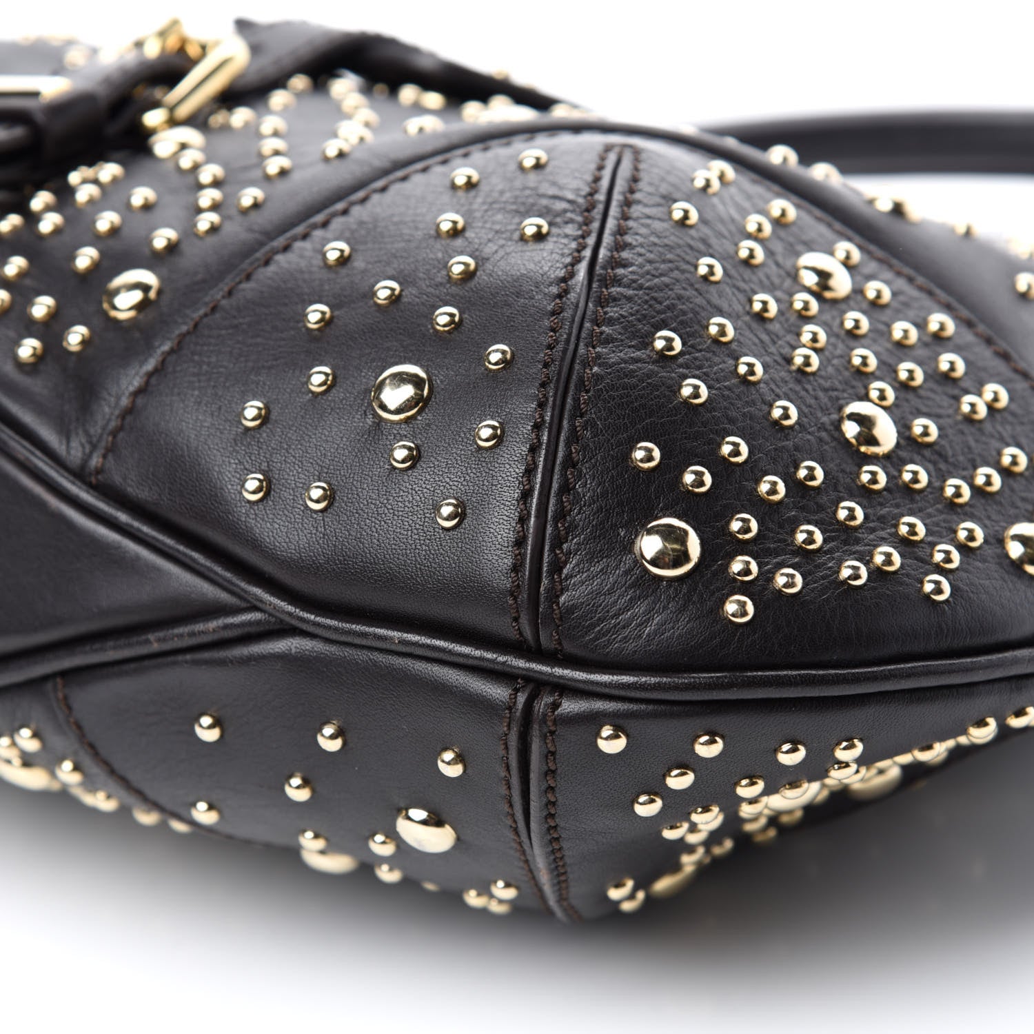 Burberry Calfskin Hackford Studded Hobo Brown 7 of 12