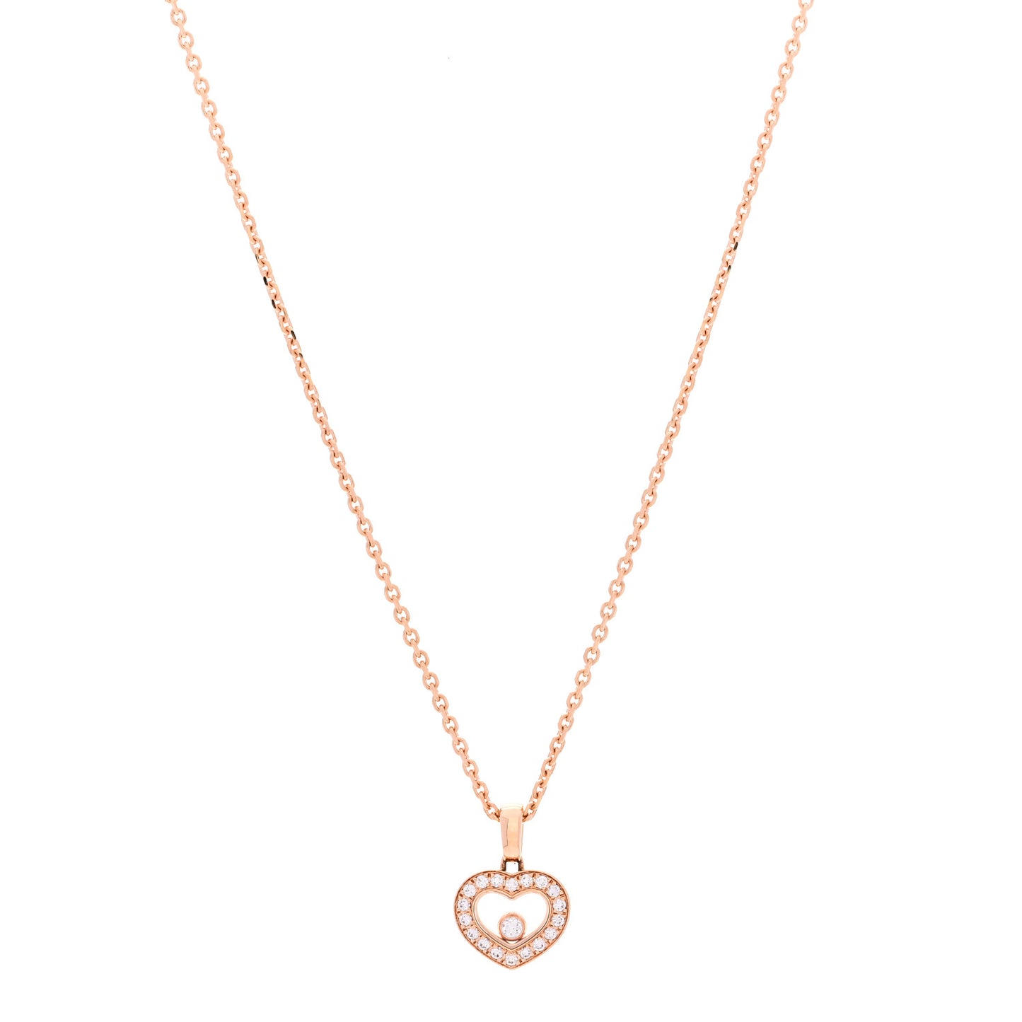18K Rose Gold Diamond Happy Diamonds Icon Heart Pendant Necklace