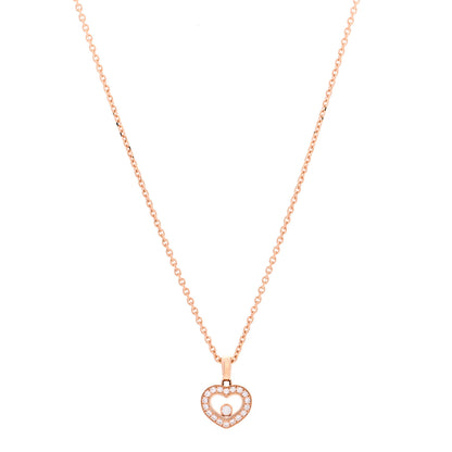 Chopard 18K Rose Gold Diamond Happy Diamonds Icon Heart Pendant Necklace 1 of 8