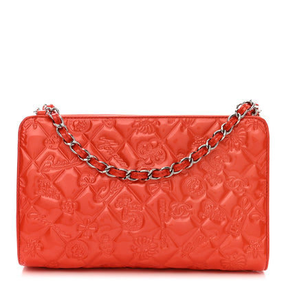 Chanel Patent Calfskin Lucky Symbols Pochette Coral 1 of 12