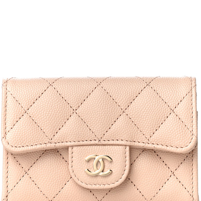 Chanel Caviar Quilted Flap Card Holder Wallet Beige 9 of 12