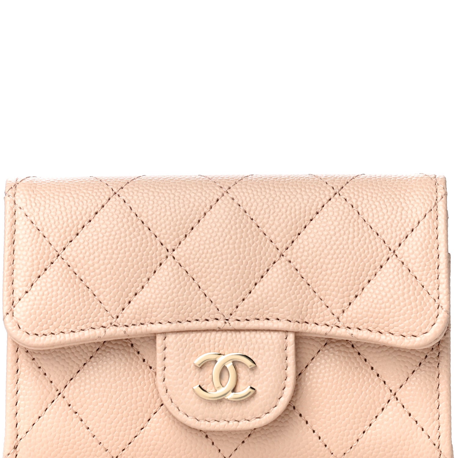Chanel Caviar Quilted Flap Card Holder Wallet Beige 9 of 12