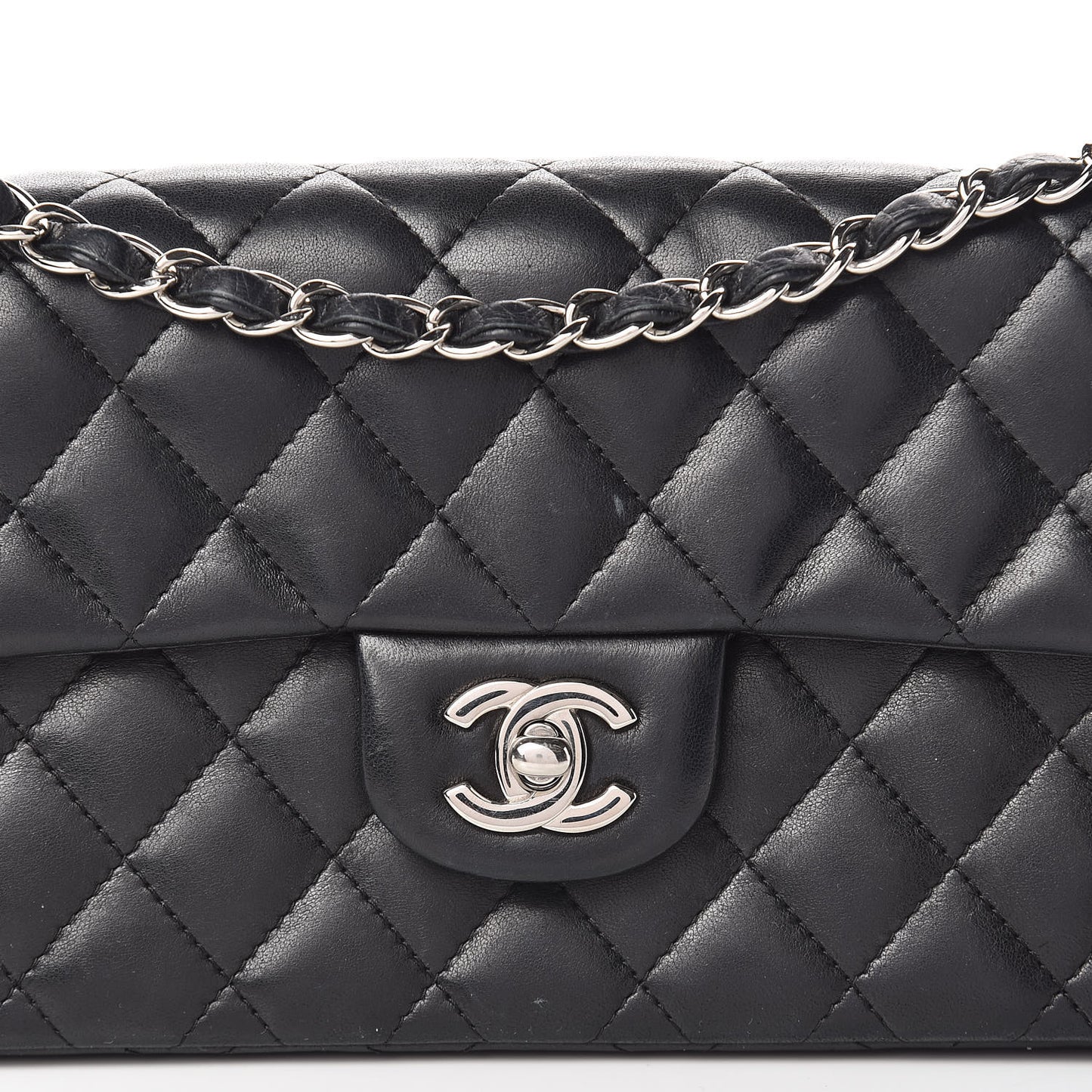Lambskin Quilted East West Flap Black