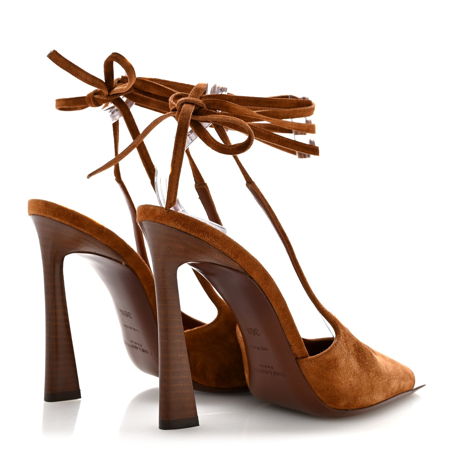 Saint Laurent Suede Blade 105 Slingback Pumps 36.5 Brown 5 of 10