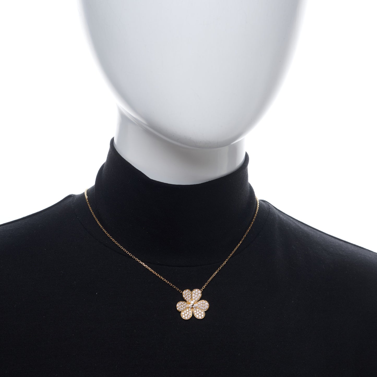 18K Yellow Gold Diamond Large Frivole Pendant Pave Necklace