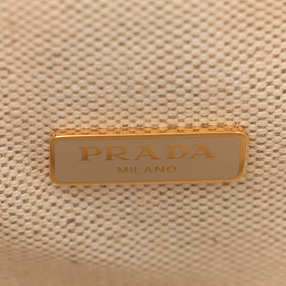 Prada Wicker Canvas Mini Tote Tan White 6 of 10
