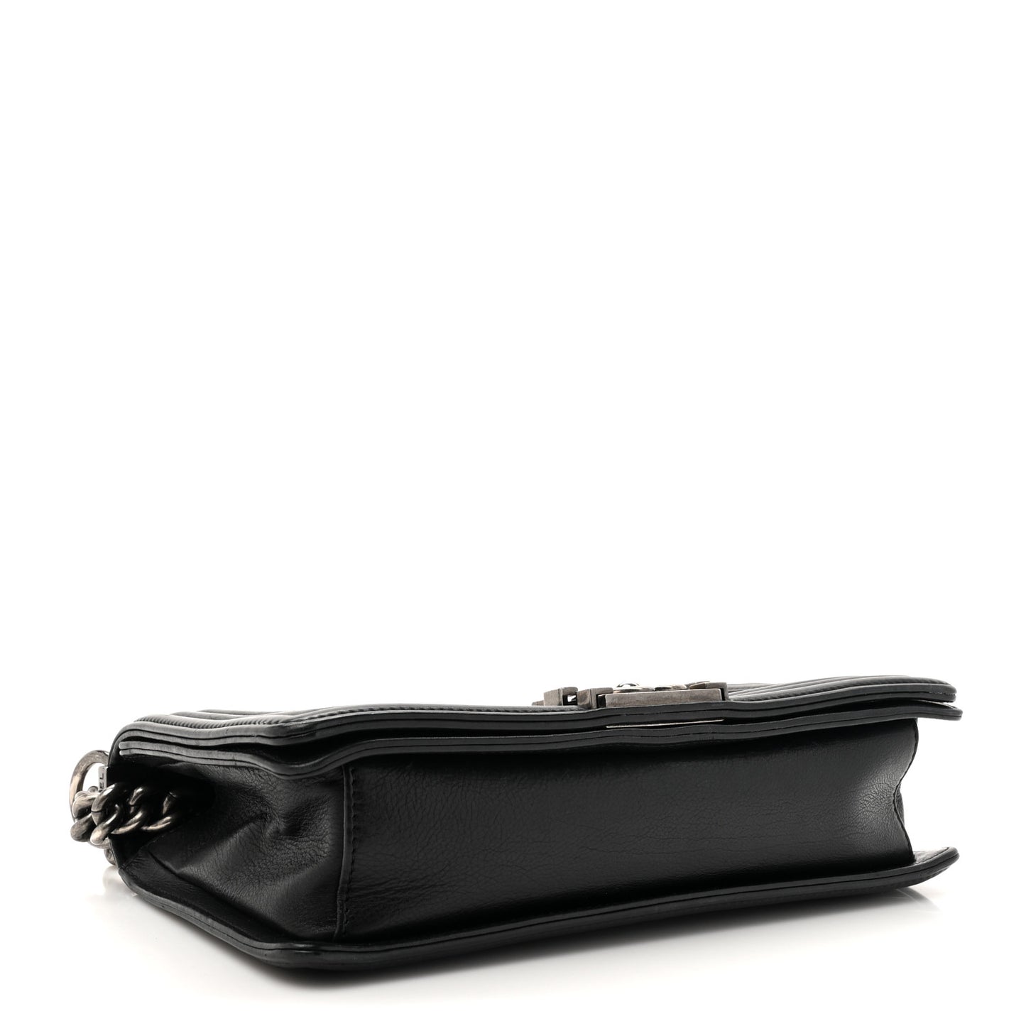 Calfskin Crystal Embossed Medium Boy Flap Black