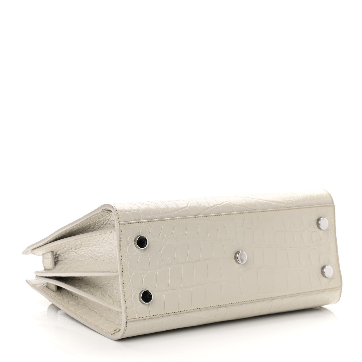Saint Laurent Calfskin Crocodile Embossed Baby Sac De Jour Gris Perle 4 of 13