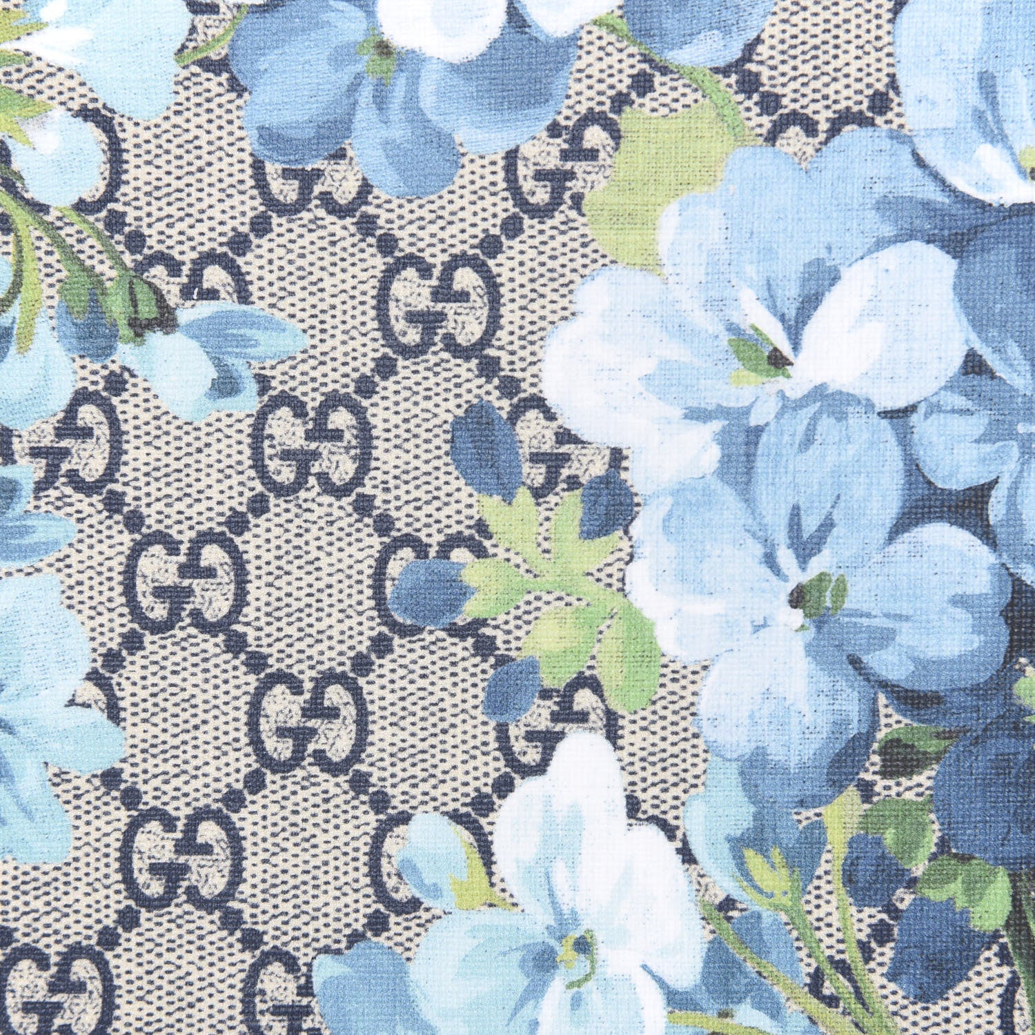 Gucci GG Supreme Monogram Blooms Small Zip Wristlet Pouch Beige Blue Black 7 of 8