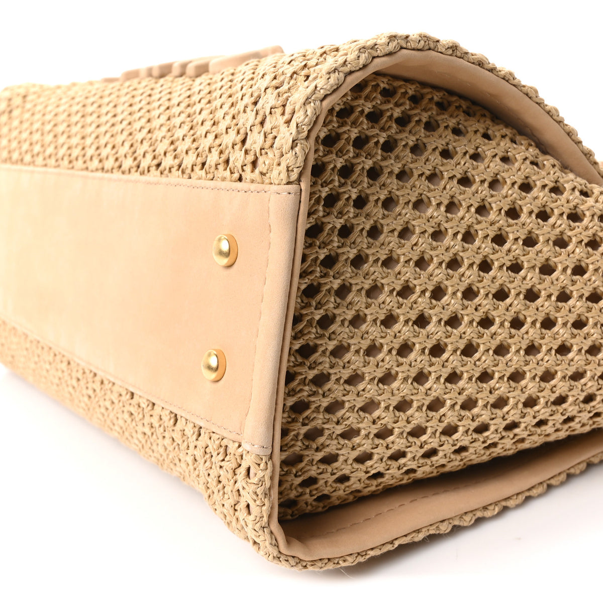 Straw Suede Calfskin Small Deauville Tote Beige