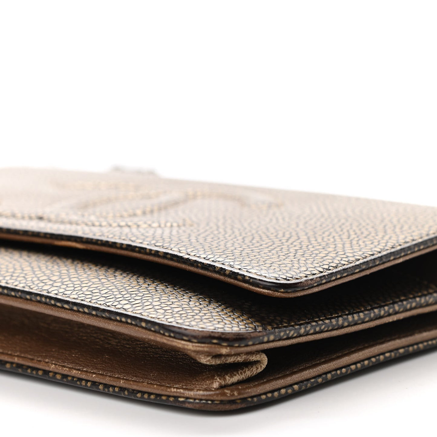 Metallic Caviar Timeless CC Wallet On Chain WOC Bronze