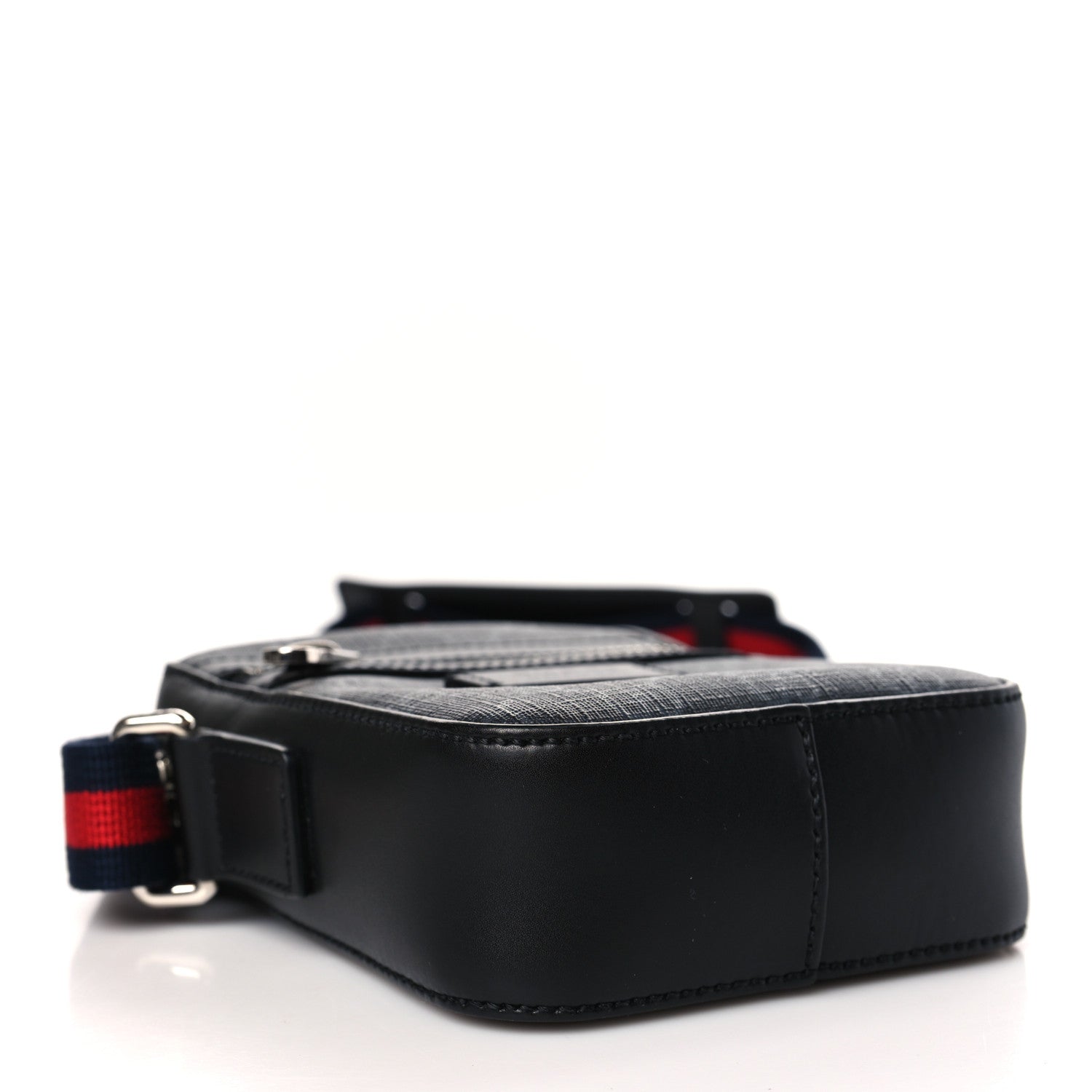 Gucci GG Supreme Monogram Appia Calfskin Web Small Camera Messenger Bag Black Grey 4 of 9