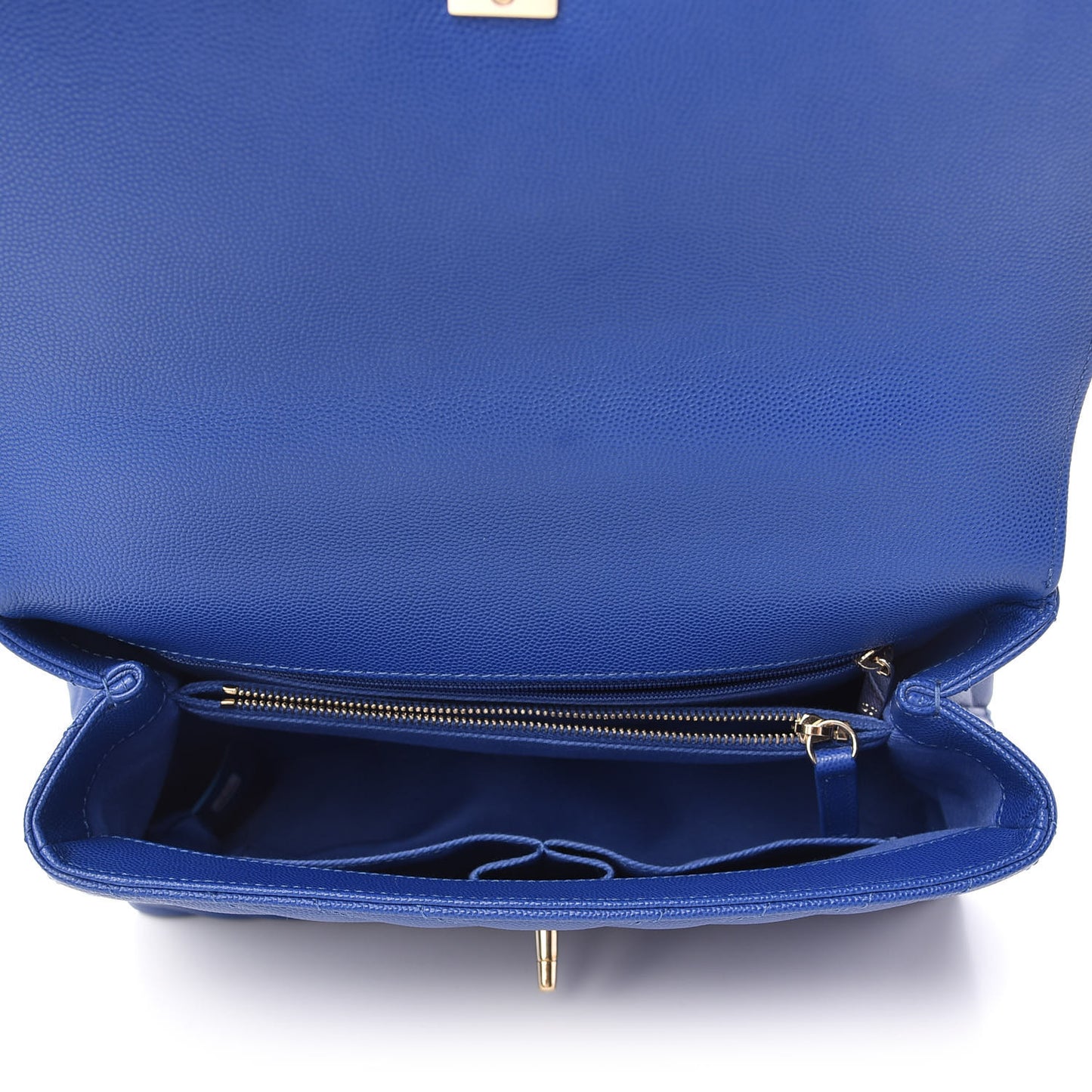 Caviar Chevron Quilted Small Coco Handle Flap Blue