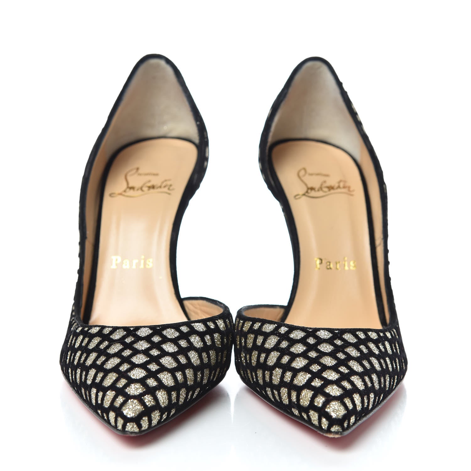 Christian Louboutin Glitter Floque Suede Iriza 100 Pumps 35 Platine Black 2 of 12