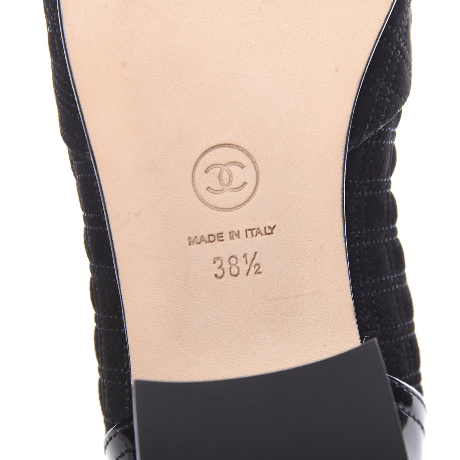 Chanel Suede Patent Calfskin Quilted Cap Toe Short Boots 38.5 Black 6 of 12