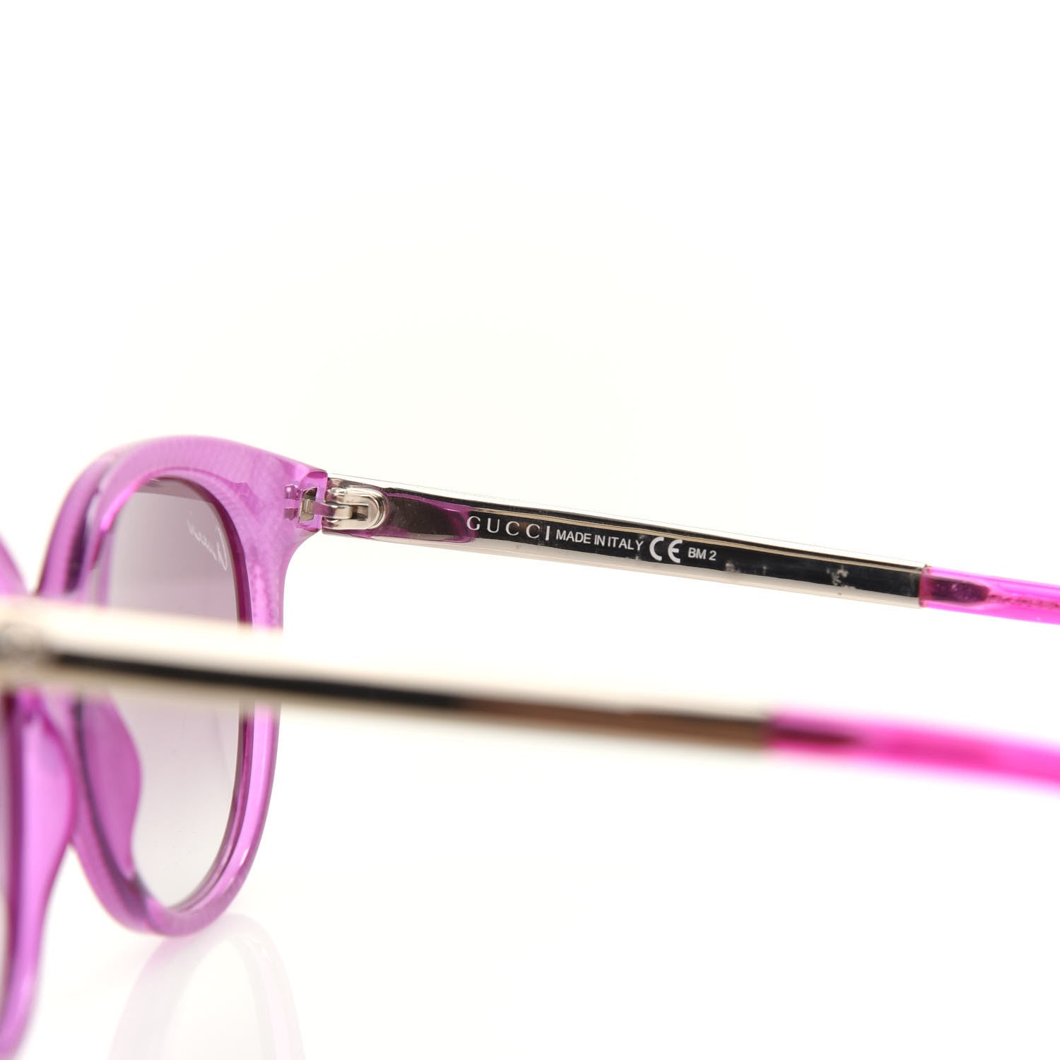 Gucci Acetate Embossed Round Sunglasses GG3674/S Fuchsia 5 of 8