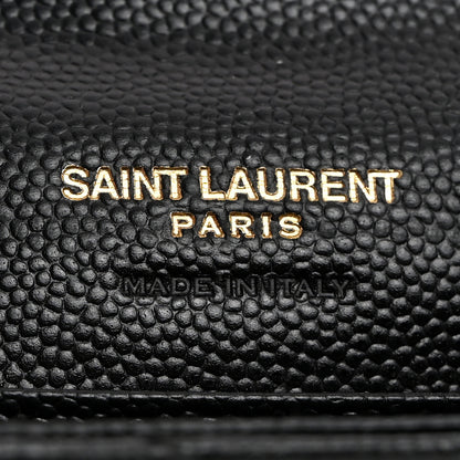 Saint Laurent Grain De Poudre Matelasse Chevron Small Monogram Envelope Wallet Black 6 of 8