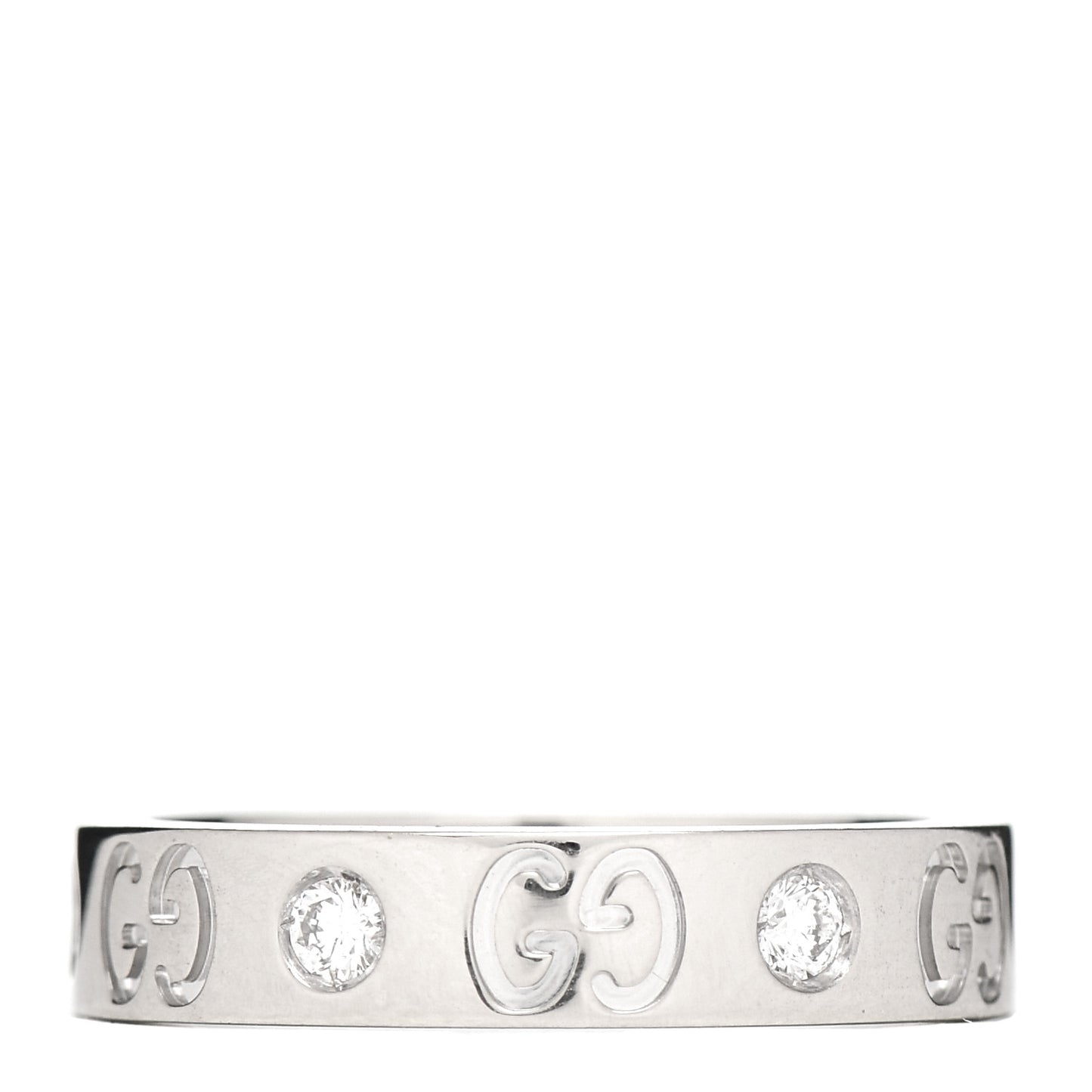 18K White Gold Diamond Icon Band Ring 51 5.75