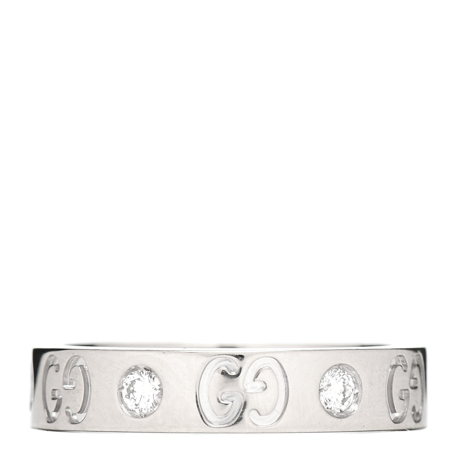 Gucci 18K White Gold Diamond Icon Band Ring 51 5.75 3 of 4