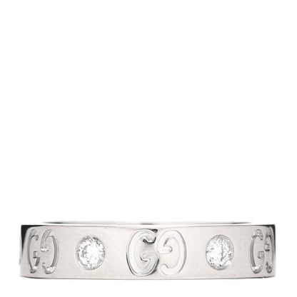 Gucci 18K White Gold Diamond Icon Band Ring 51 5.75 3 of 4