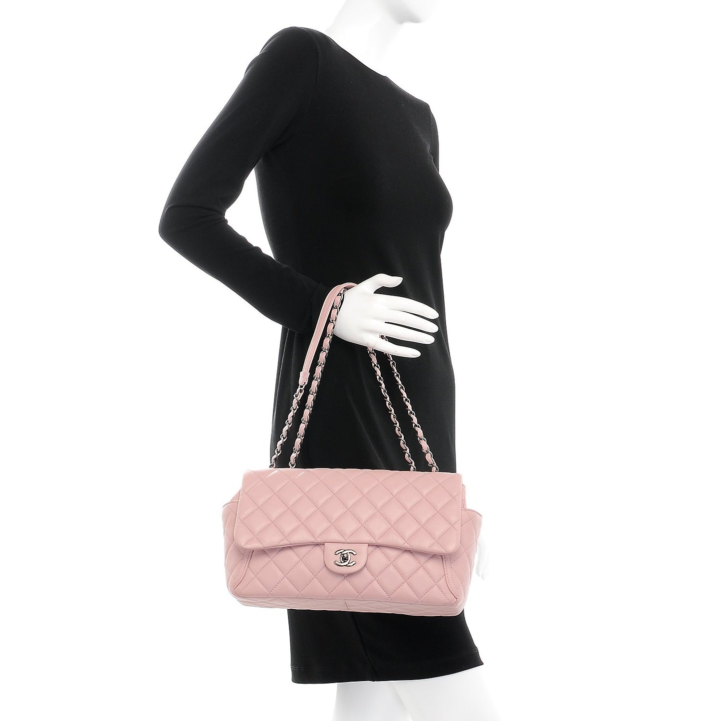 Lambskin Large Around Pockets Flap Light Pink