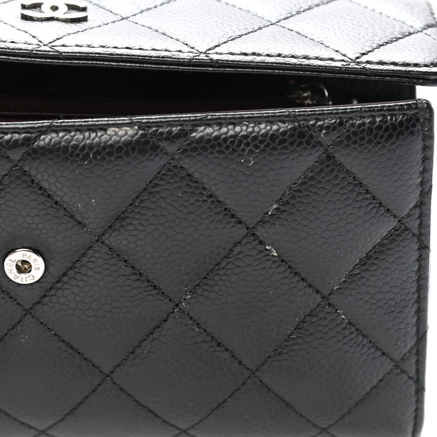 Caviar Quilted Large Gusset Flap Wallet Black