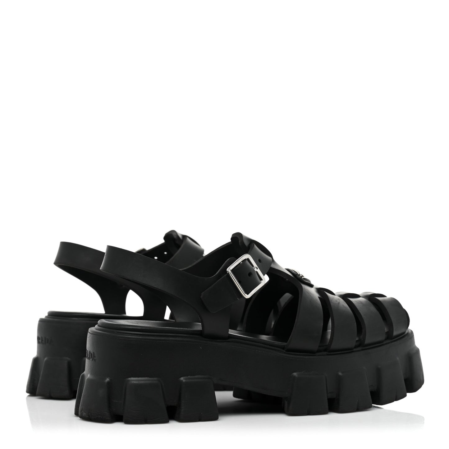 Foam Rubber Triangle Logo Monolith 55mm Cage Sandals 39 Black