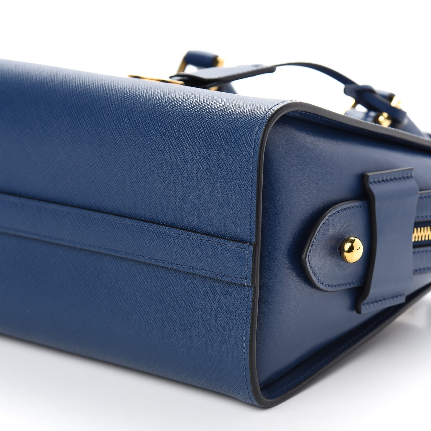 Saffiano Soft Calfskin Double Handle Satchel Bluette